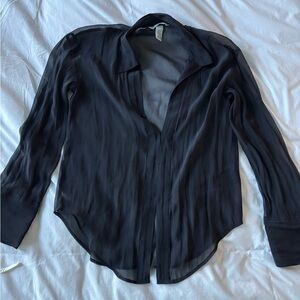 H&M Black Sheer Blouse